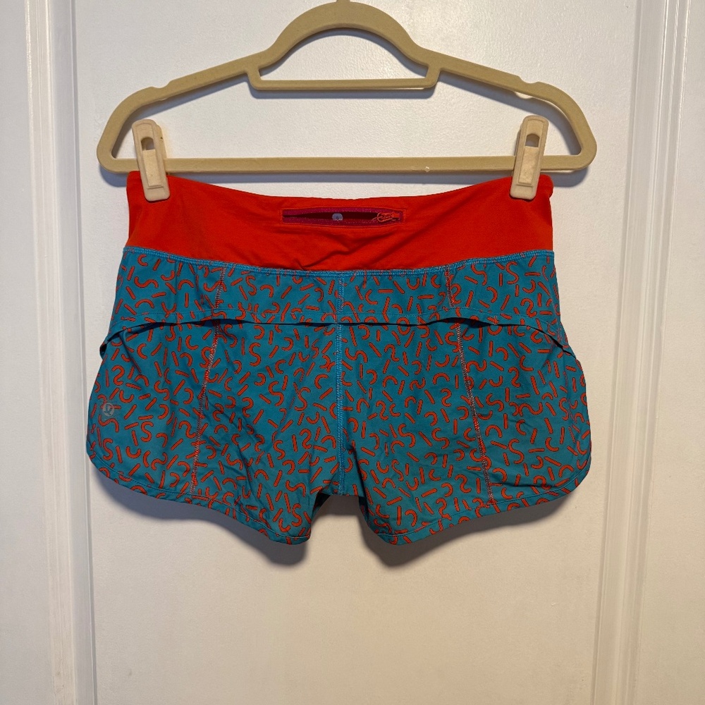 Lululemon Run Speed Shorts Special Edition 2015 Seawheeze Size‎ 6 Blue Orange - Picture 6 of 11